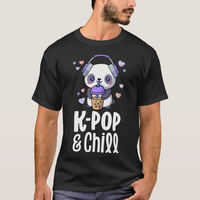 Boba och KPop Kawaii Panda Bubble Tea KP falken T Shirt (Framsida)