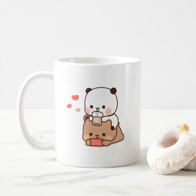 Boba Panda Bear Kärlek Boba mjölk och mocha tea Kaffemugg (Med munk)