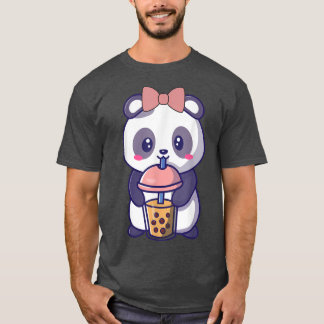 Boba Panda Drinking Cute Kawaii japanska T Shirt
