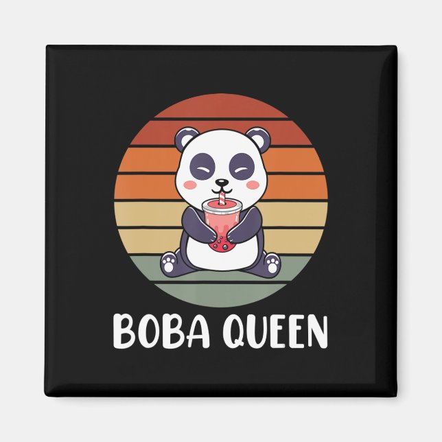 Boba Queen Bubble Tea Japanese Cute Panda Anime Ka Magnet (Framsidan)