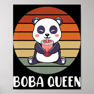Boba Queen Bubble Tea japansk Cute Panda Anime Ka Poster