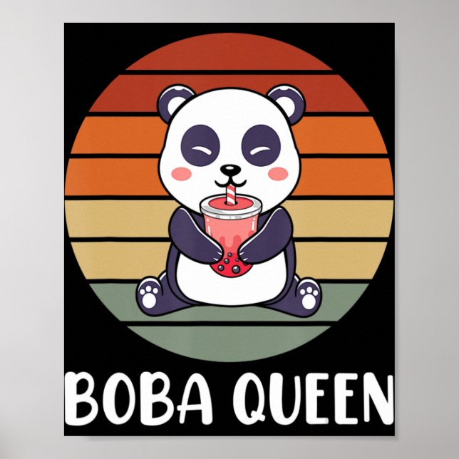 Boba Queen Bubble Tea japansk Cute Panda Anime Ka Poster (Framsidan)