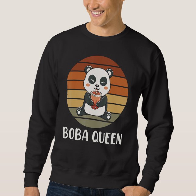 Boba Queen Panda Bubble Tea Boba Tea Lång Ärmad Tröja (Framsida)