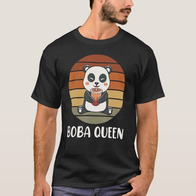 Boba Queen Panda Bubble Tea Boba Tea T Shirt (Framsida)