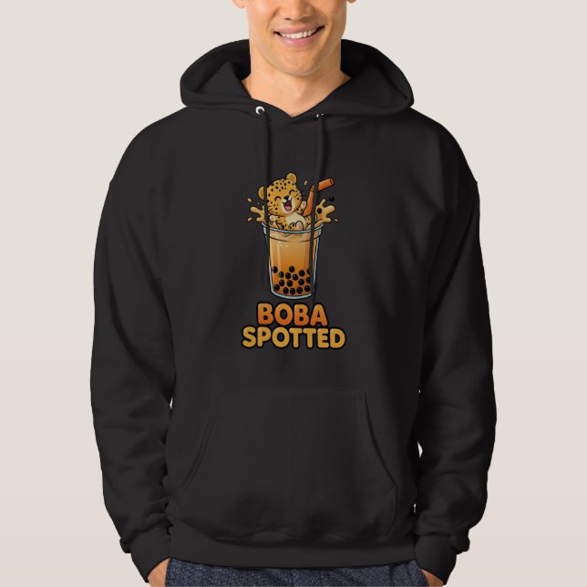 Boba Spotted Cute Cheetah Leopard Bubble Milk Tea  Hoodie (Framsida)