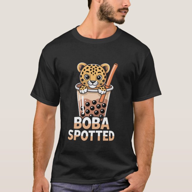 Boba Spotted Funny Bubble Tea Leopard Cub T Shirt (Framsida)