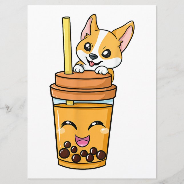Boba Tapioca Pearls Bubble Mjölk Tea Drink Corgi D Meny (Framsida)