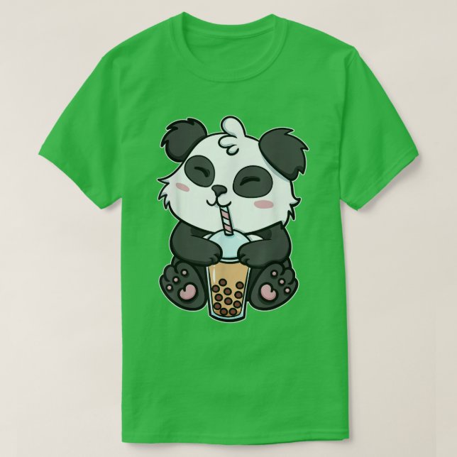 Boba Tapioca Pearls Bubble Mjölk Tea Drink Panda L T Shirt (Design framsida)