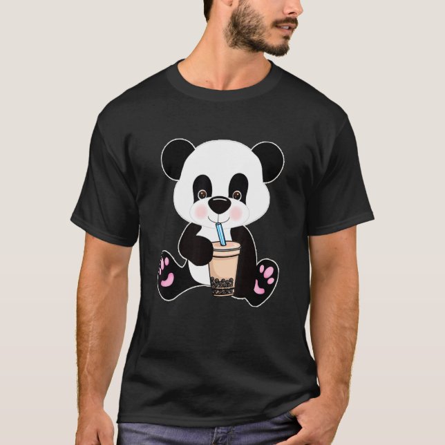 Boba Tapioca Pearls Bubble Mjölk Tea Drink Panda T Shirt (Framsida)