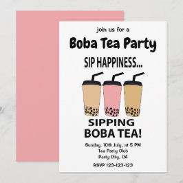 Boba Te Bubbel Te Boba Te-fest Inbjudningar