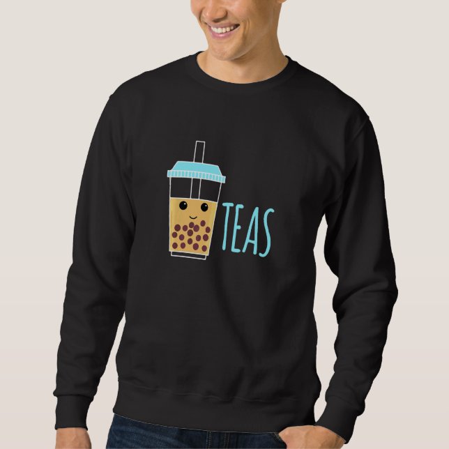Boba Te Bubbel Tea Partnerlook Teas   Lång Ärmad Tröja (Framsida)