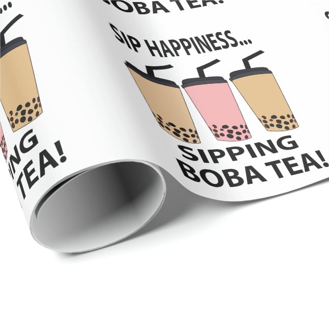 Boba Te Bubbel Tea  Presentpapper (Rullad Hörn)