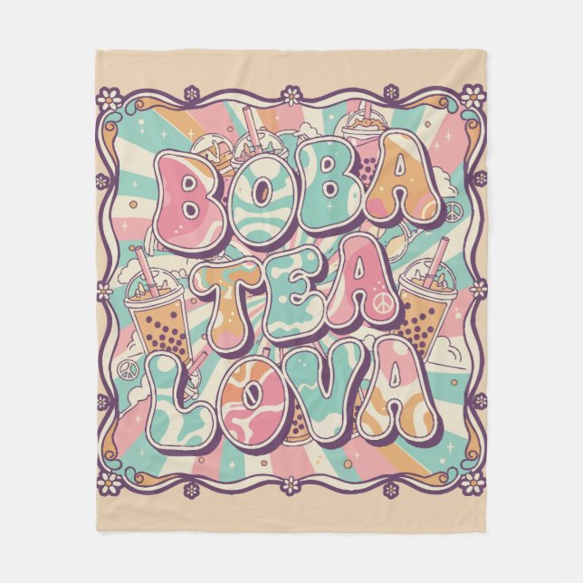 Boba Tea Älskare Fleecefilt (Framsidan)