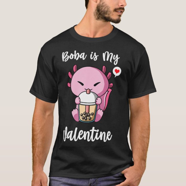 Boba Tea är My Valentine Axolotl Anti Valentiness  T Shirt (Framsida)