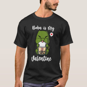 Boba Tea är My Valentine Rex Dinosaur Anti Valenti T Shirt