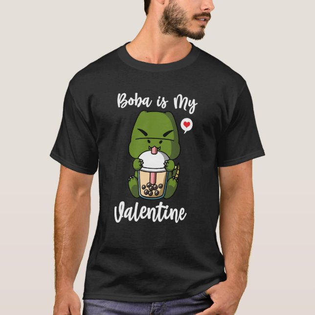 Boba Tea är My Valentine Rex Dinosaur Anti Valenti T Shirt (Framsida)