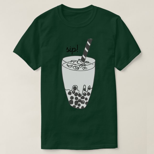 Boba Tea Black and White T Shirt (Design framsida)