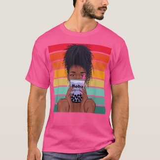 Boba Tea Black Woman Anime Kawaii Girl Boba Women' T Shirt