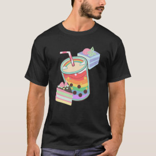 Boba Tea Bubble Mjölk Kawaii Tapioca Rainbow Aesth T Shirt