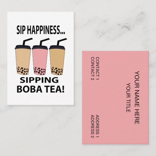Boba Tea Bubble Tea Café Visitkort (Fram/baksida)