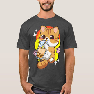 Boba Tea Bubble Tea Cat Anime Kawaii Neko Älskare  T Shirt
