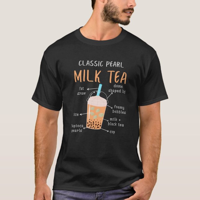 Boba Tea Bubble Tea Classic Pearl Mjölk Tea Diagra T Shirt (Framsida)