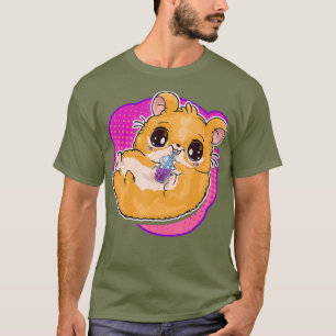 Boba Tea Bubble Tea Cute Kawaii Hamster Gift T Shirt