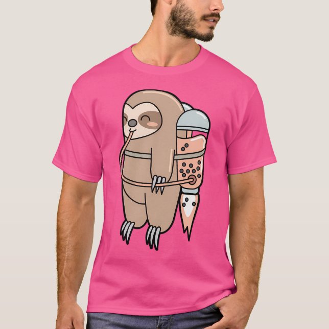 Boba Tea Bubble Tea Cute Kawaii Sloth T Shirt (Framsida)