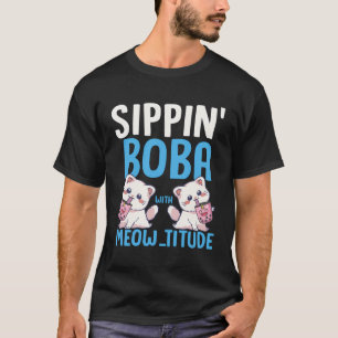 Boba Tea Cat Animal Lover KoreaMjölk Foodie Anime T Shirt