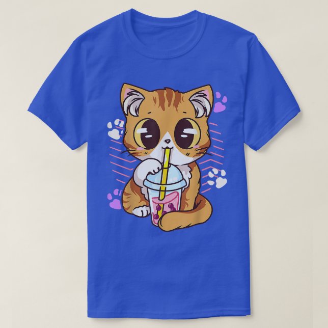Boba Tea Cat Bubble Tea Kawaii Anime Japansk flick T Shirt (Design framsida)