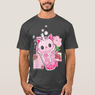 Boba Tea Cat Bubble Tea Kawaii Anime Japansk flick T Shirt