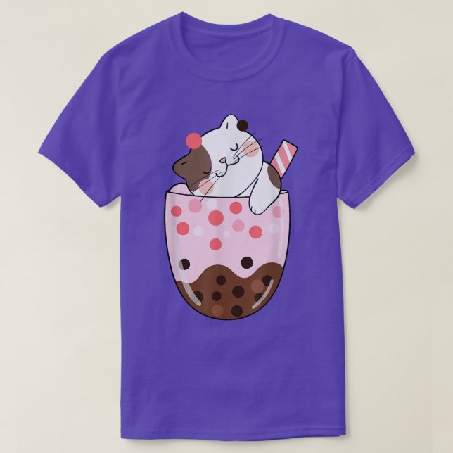 Boba Tea Cat Bubble Tea Kawaii Anime Japansk flick T Shirt (Design framsida)