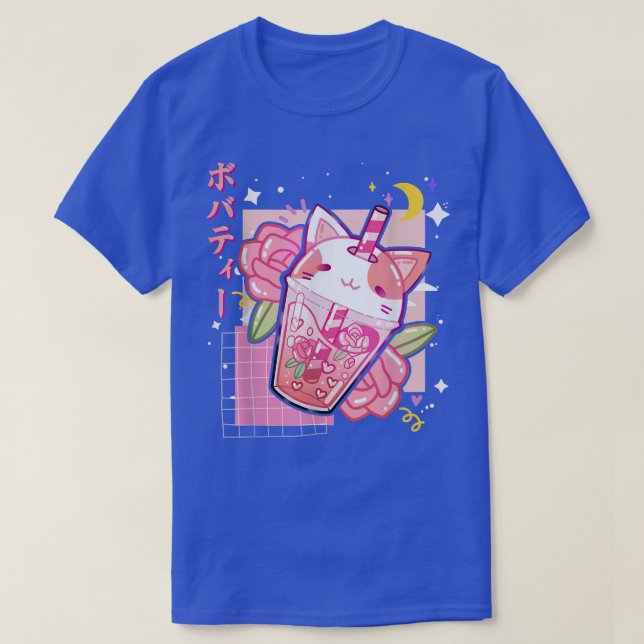 Boba Tea Cat Bubble Tea Kawaii Anime Japansk flick T Shirt (Design framsida)
