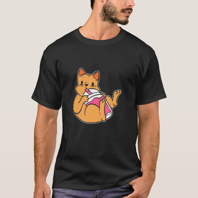 Boba Tea Cat Cat Owner T Shirt (Framsida)