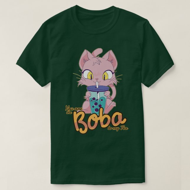 Boba Tea Cat Funny Bubble Tea 212 T Shirt (Design framsida)