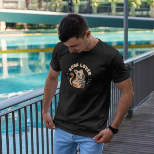 Boba Tea Cat Tecknad T Shirt (Skapare uppladdad)