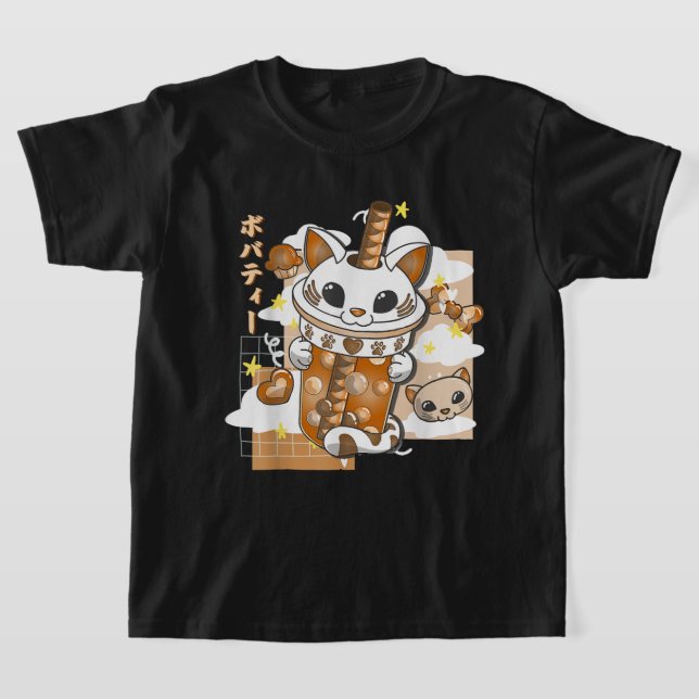 Boba Tea Cute Bubble Tea Kawaii Anime Japanska T Shirt (Laydown)