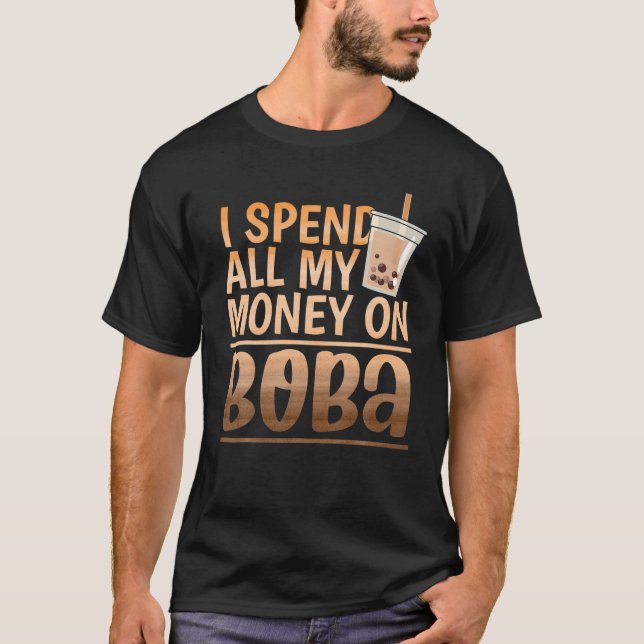 Boba Tea Cute Kawaii Bubble Mjölk Tea T Shirt (Framsida)