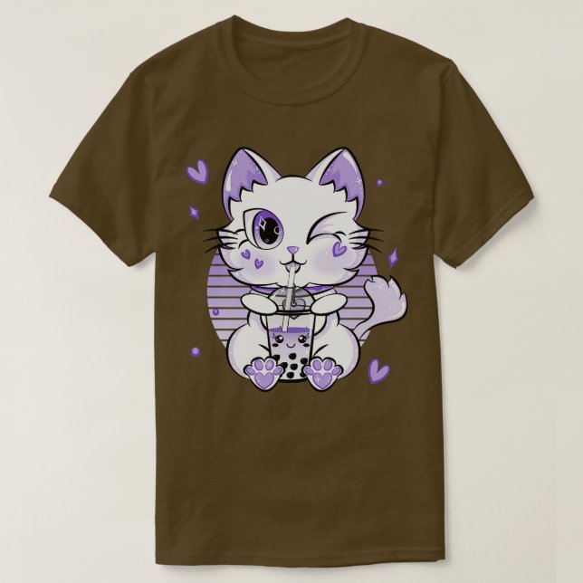 Boba Tea Drink Kawaii Neko Cat Boba T Shirt (Design framsida)