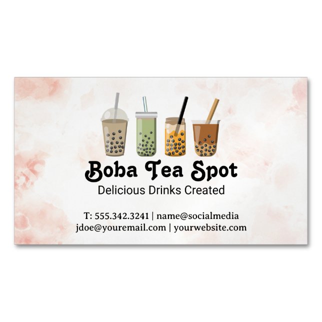 Boba Tea Drinks Variety Magnetiska Visitkort (Framsida)