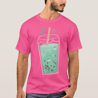 Boba Tea Fish Ocean Trouts och Puffers Blowfish in T Shirt