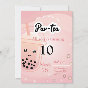 Boba Tea Födelsedagsfest inbjudan