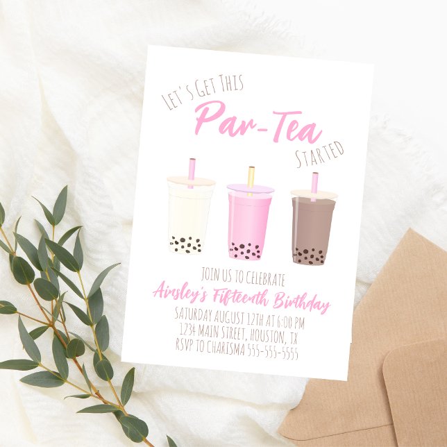 Boba Tea Födelsedagsfest inbjudan Mjölk Tea Inbjud (Skapare uppladdad)