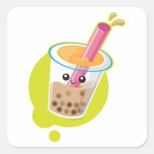 Boba Tea Fyrkantigt Klistermärke