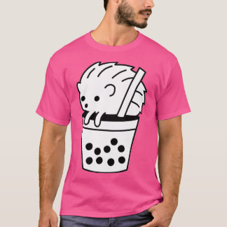 Boba Tea Hedgehog Black and White T Shirt