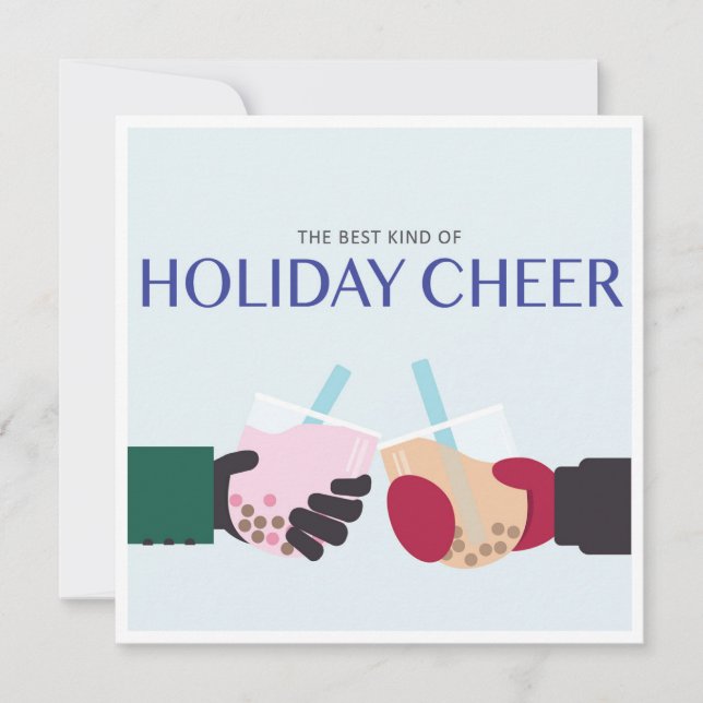 Boba Tea Helgdag Winter Cheer New Year Bubble Tea Julkort (Framsida)