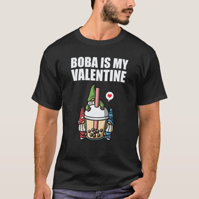 Boba Tea is My Valentine Gnomes Anti Valentines Da T Shirt (Framsida)
