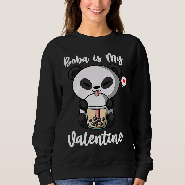 Boba Tea is My Valentine Panda Bear Anti Valentine T Shirt (Framsida)