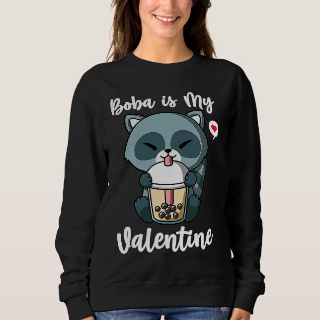 Boba Tea is My Valentine Raccoon Anti Valentines D T Shirt (Framsida)