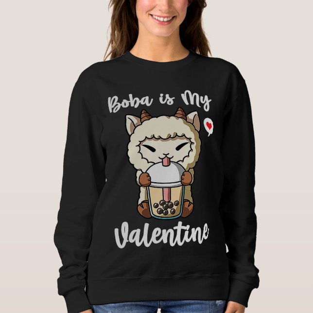 Boba Tea is My Valentine Sheep Anti Valentines Day T Shirt (Framsida)